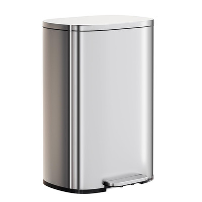 Trash Can with Lid, 13 Gallon (50L) Stainless Steel Kitchen & Office Recycling B
