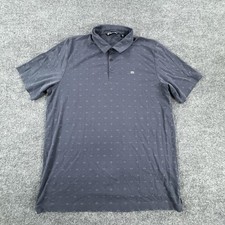 Travis Mathew Polo Shirt Mens 2XL Blue Micro Print Golf Pima Cotton Blend Casual