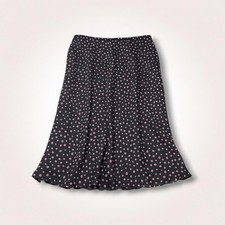 Y2K Low Rise M Collection Black Pink Polka Dot Flowy A-Line Midi Skirt