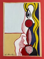 Roy Lichtenstein (Handmade) Drawing On Old Paper signed and stamped