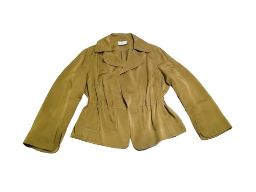 Akris Punto Blazer Jacket Women's 14 Greenish Brown Drawstring Tie Waist