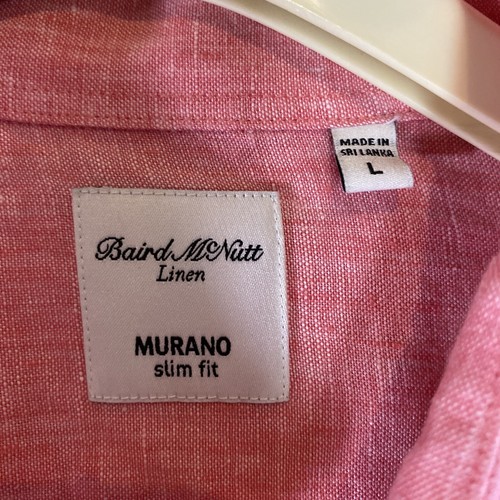 Murano Shirt Mens Large Pink Baird Mcnutt 100% Linen Button Up Long Sleeve - Picture 2 of 10