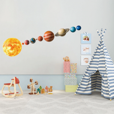 Adesivo Muro Spazio E Pianeti 3D Per Camera Bambini - Sistema Solare Decorativo