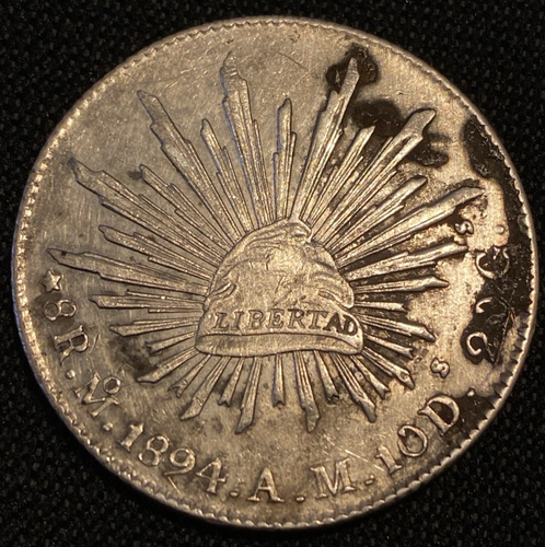 Hermosa Moneda República 1894 Lun AM México 8 Reales Super Antigua Gorra y Rayos Águila $ - Imagen 3 de 10