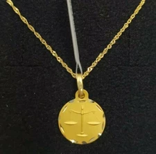 Pendant With Chain 18K GOLD 750 MLS. Horoscope Libra 13 Mm.