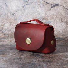 Vintage Leather Lady Mini Purse Coin Key Ring Wallet Pouch Snap Small Change Bag