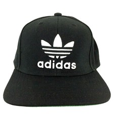 Adidas Trefoil Cap 3 Stripe Spell Out Script Logo Snap Back Baseball Trucker Hat