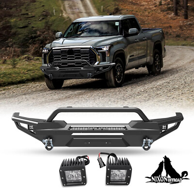 For 2022-2025 Toyota Tundra Off-Road Steel Front Bumper+LED Pod Lights +D-Rings