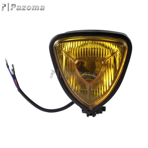 Motorcycle Triangle Headlight Head Light H4 12V for Harley Chopper Vintage Style - Picture 5 of 12
