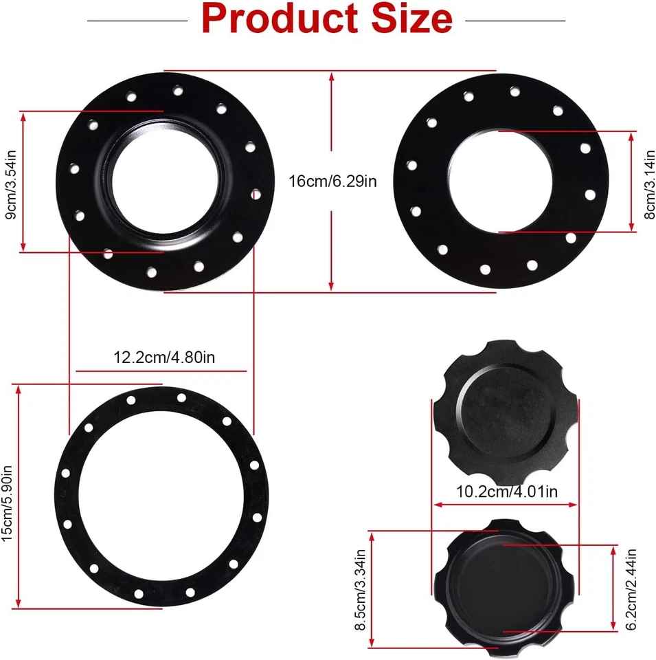 Tapa de pila de combustible de fácil llenado de aluminio Billet con tapón de celda de 12 orificios de perno  Foto 2 de 4