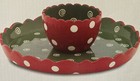 Ceramic Chip & Dip Tray Member's Mark Christmas Red Green, 11.25" Diameter