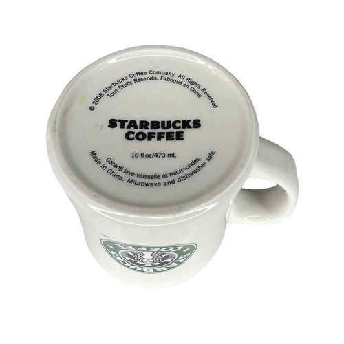 VTG 2008 STARBUCKS MUG Original Full Siren Mermaid Double Logo Green Brown 16oz - Picture 5 of 8