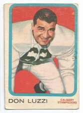 1963 TOPPS CFL DON LUZZI CALGARY STAMPEDERS #15 (VILLANOVA) GOOD