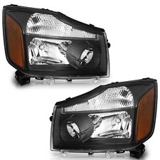 Pair Headlights For 2004-2015 Nissan Titan 05-07 Armada Black Lamps Wo Bulbs