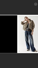 Lulu’s Mustard Seed Button Front Leopard Printed Denim Boxy Jacket S