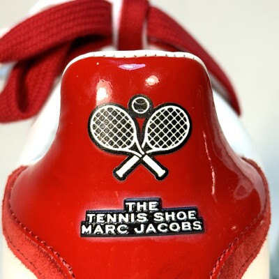 MARC JACOBS Womens The Tennis Shoe Leather Sneaker White Red