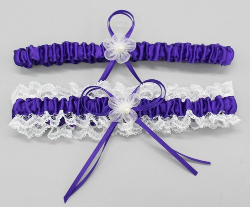 Bridal Wedding Garter Set White Lace Floral Elastic Keepsake & Toss Garters New - Picture 14 of 18