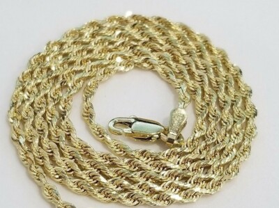 Sale 100% Real 10k Yellow Gold Necklace Rope Chain 2mm 20 inch | eBay