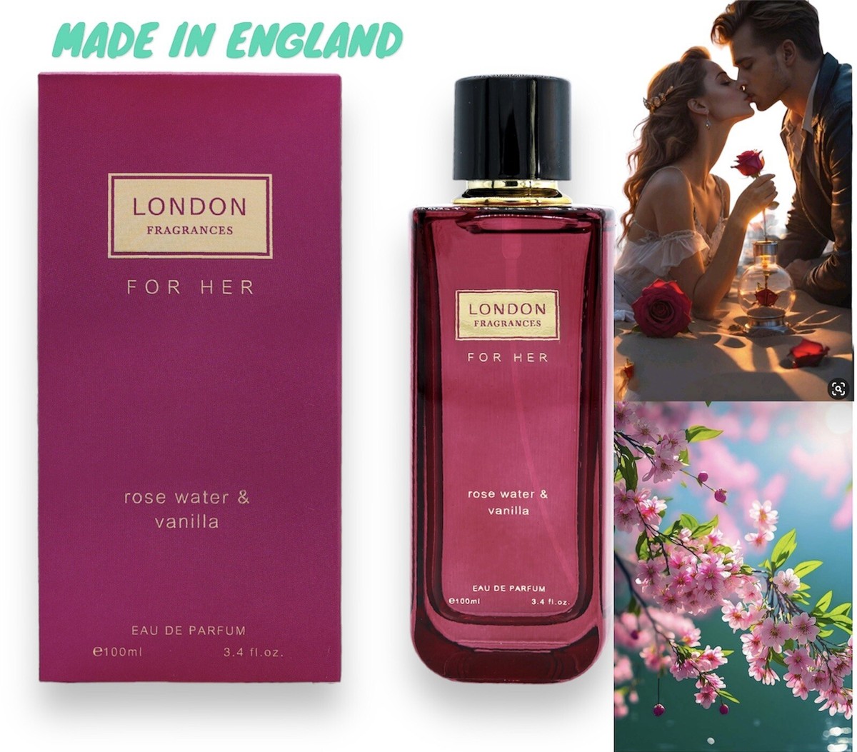 LONDON Fragrances Woman Perfume 100ml Eau de Toilette Spray Rose