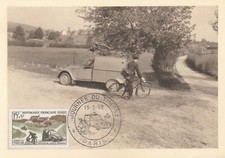 CARTE POSTALE MAXIMUM 1ER JOUR LA POSTE RURALE JOURNEE DU TIMBRE PARIS 15/03/58