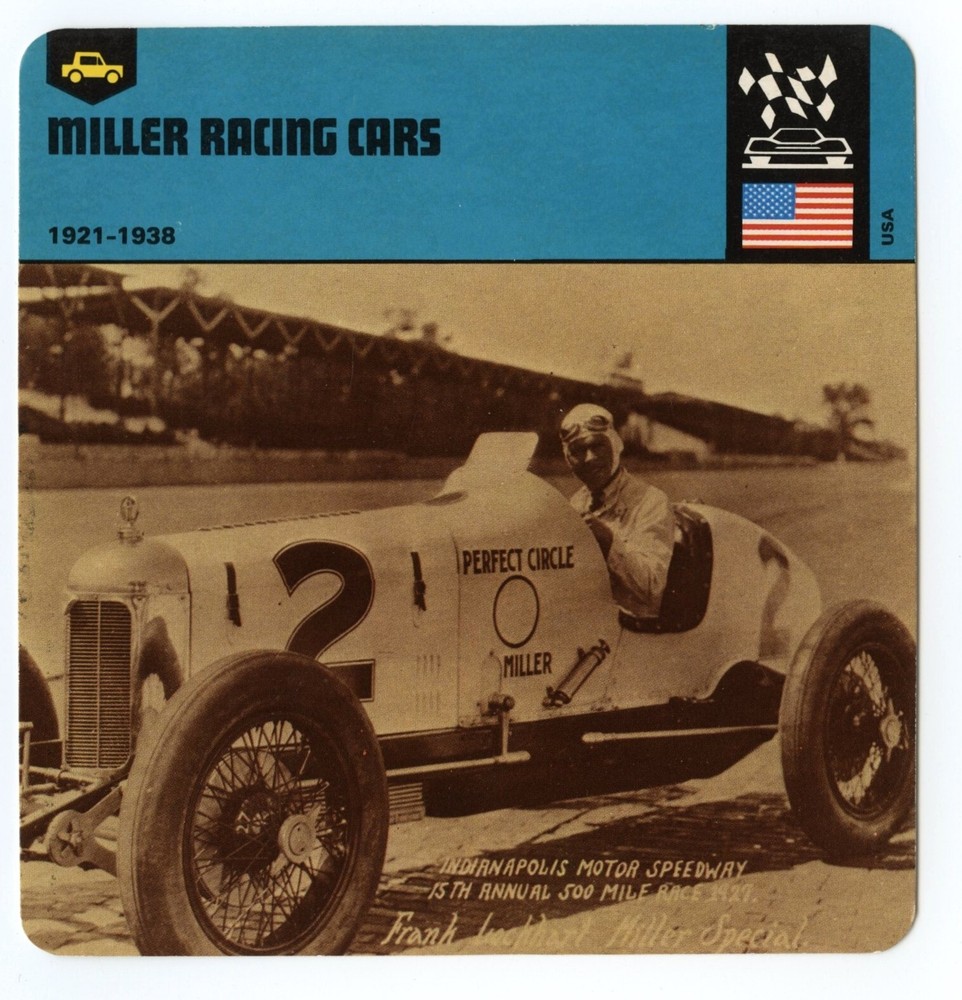 Miller Racing Cars - Racing Competition Edito Service Auto Rally Card