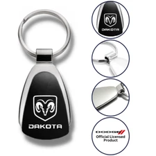 Dodge Dakota Black Teardrop Authentic Logo Key Chain Fob Ring Officially License