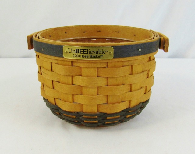 Longaberger 2000 UnBEElievable Bee Basket with Swing Handle & Protector