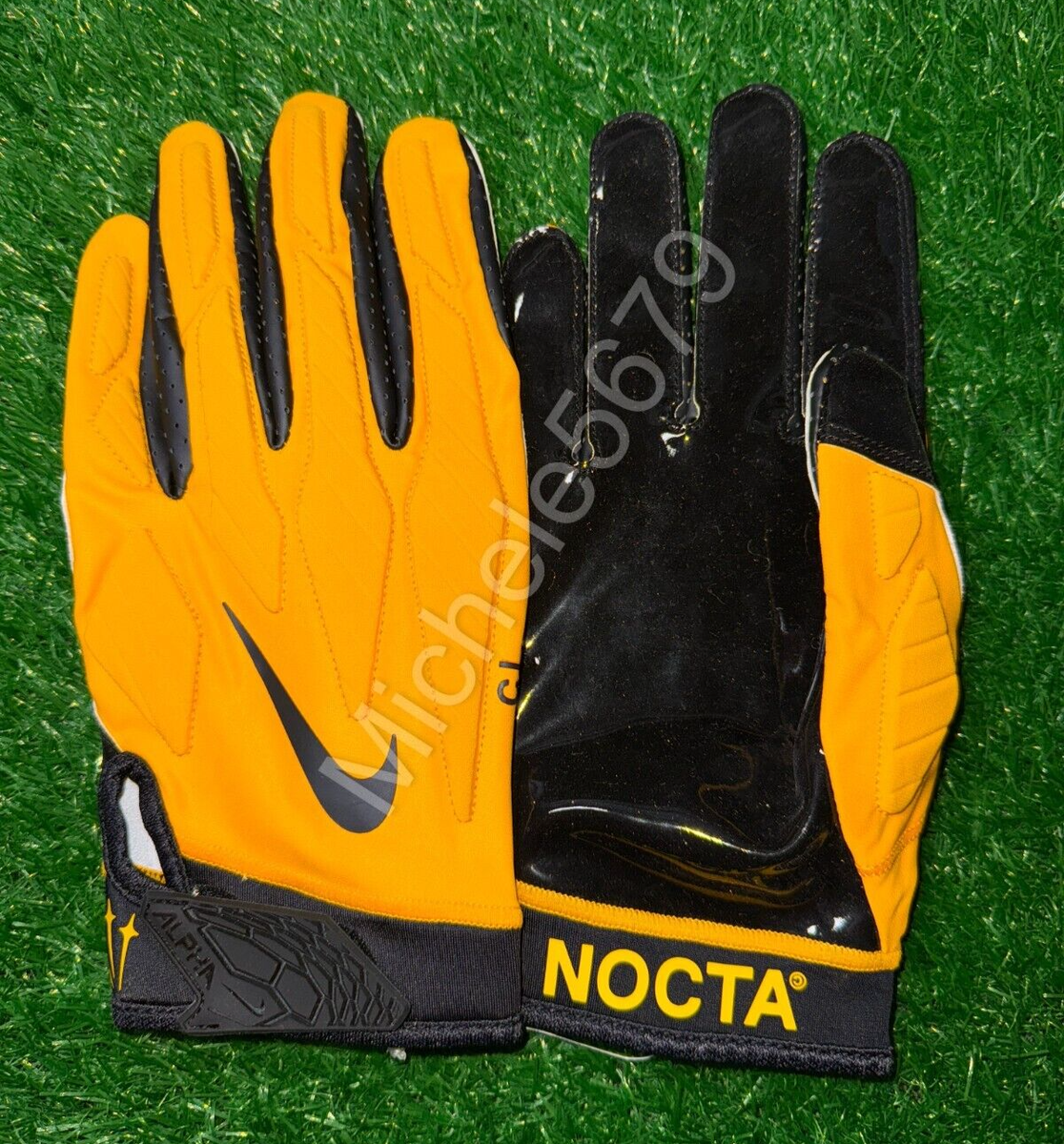 Nike Drake NOCTA Alpha Superbad Football Gloves Yellow Black Size