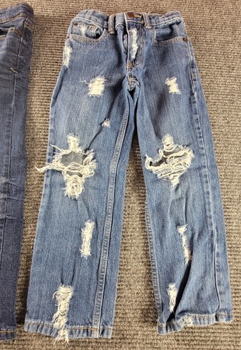 Cat And Jack Boys Size 6 Blue Jeans 2 Pair Distressed Bootcut Relaxed Straight - Picture 3 of 9