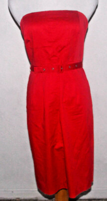 The Limited Womens Dress Size 4 Red Strapless Belt Pockets Career Party Evening