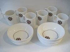 Vintage Monte Carlo Melania Tableware Nautical Line 11 Pc Set Yacht Line, Rare