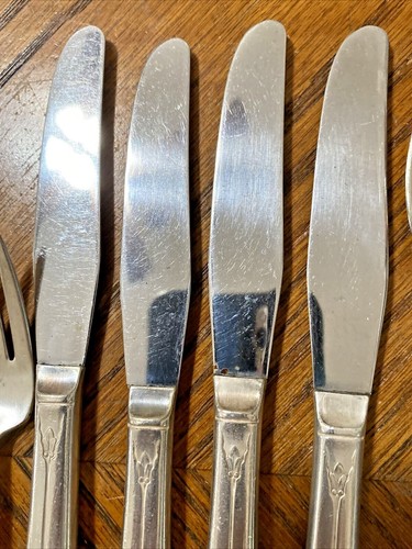 Wm Rogers & Son GARDENIA Silverplate Art Deco Service for 4 Floral IS Lot of 20 - Bild 5 von 12