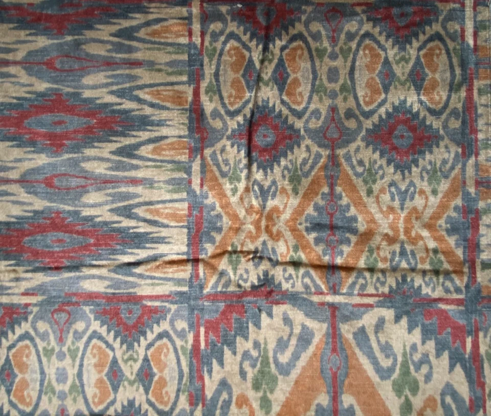Lee Jofa Trent Ikat Velvet Spice/Blue Fabric Remnant 24x24" - Image 3 of 3