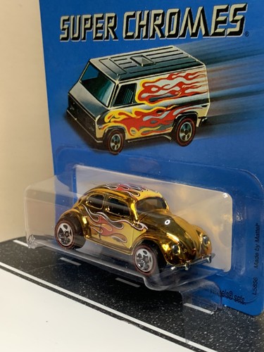 2006 Hot Wheels Super Chromes Volkswagen VW BUG Gold w/Flames & RL-5sp NIP - Picture 13 of 14