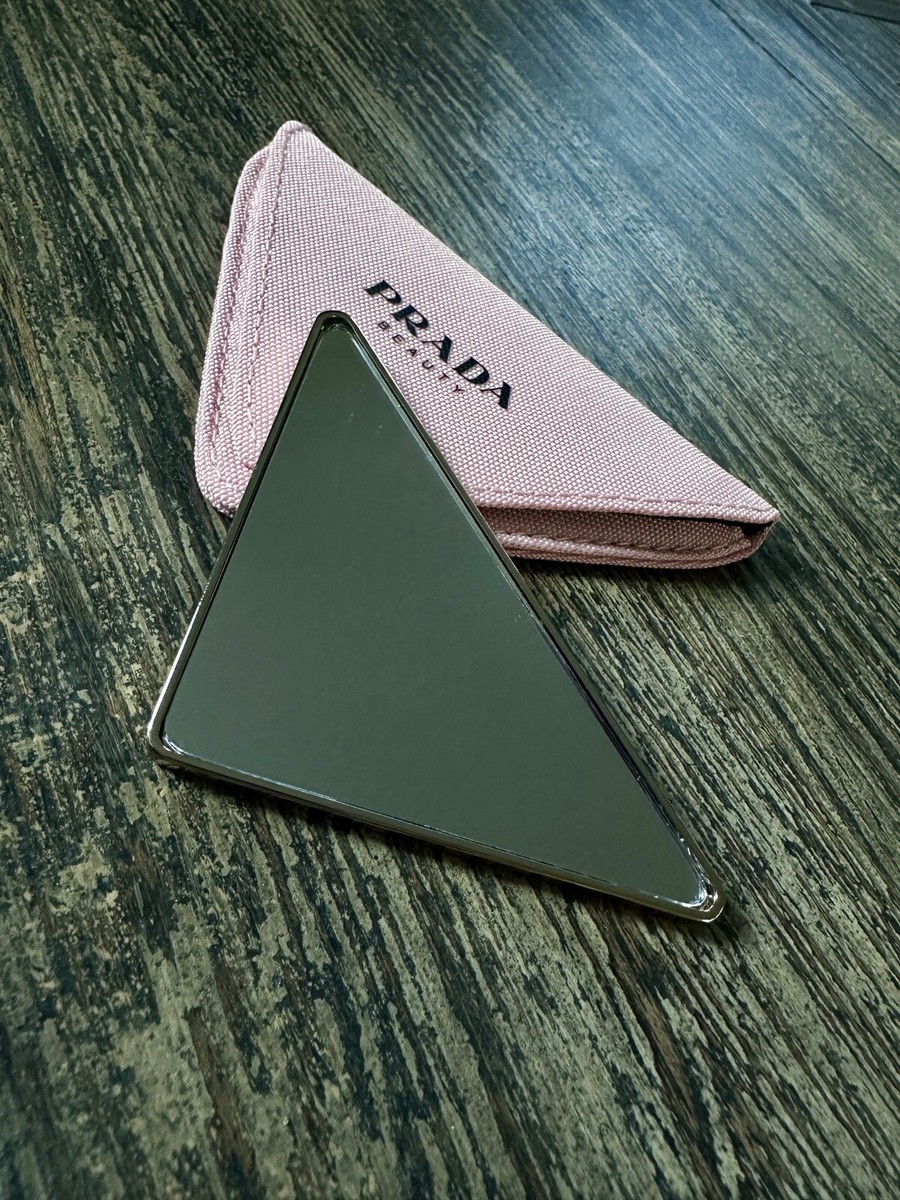 LIMITED PRADA Beauty Cosmetic Mirror Pink Enamel + Pouch NEW  display picture 1