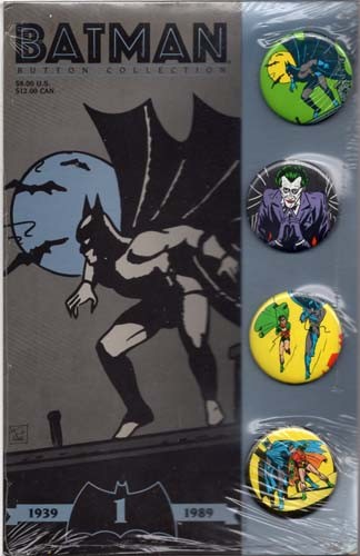 BATMAN BUTTON COLLECTION BOB KANE 50TH ANNIVERSARY SET FACTORY SEALED 1939-1989 - Picture 1 of 2