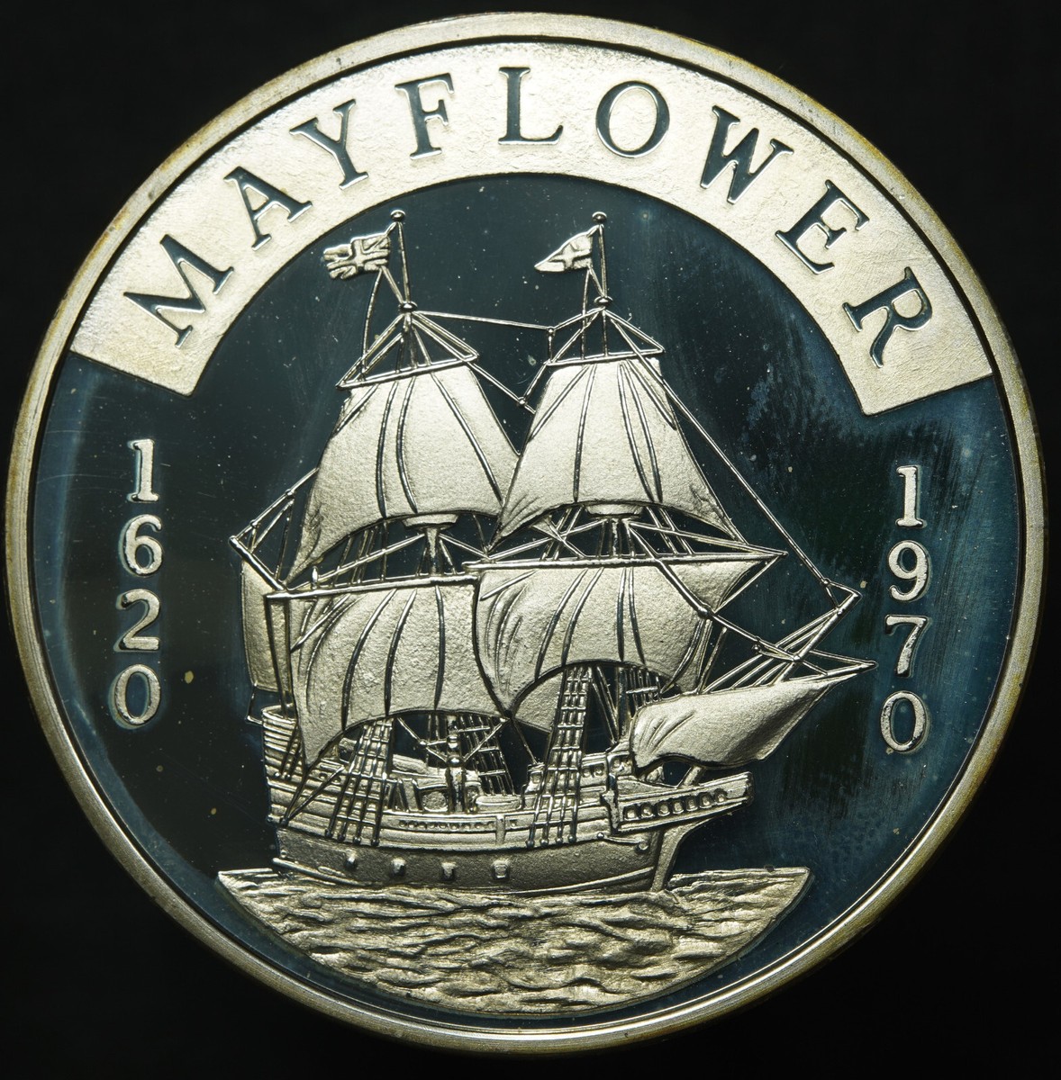 1620 1970 Mayflower Cape Cod Bay LARGE 925 Sterling PROOF Silver
