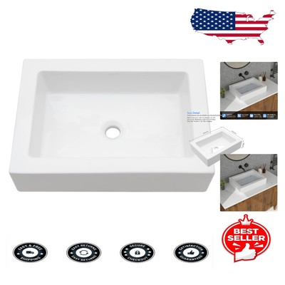Sleek 22'' Rectangular Above-Counter Bathroom Sink - Stain Resistant & Polished