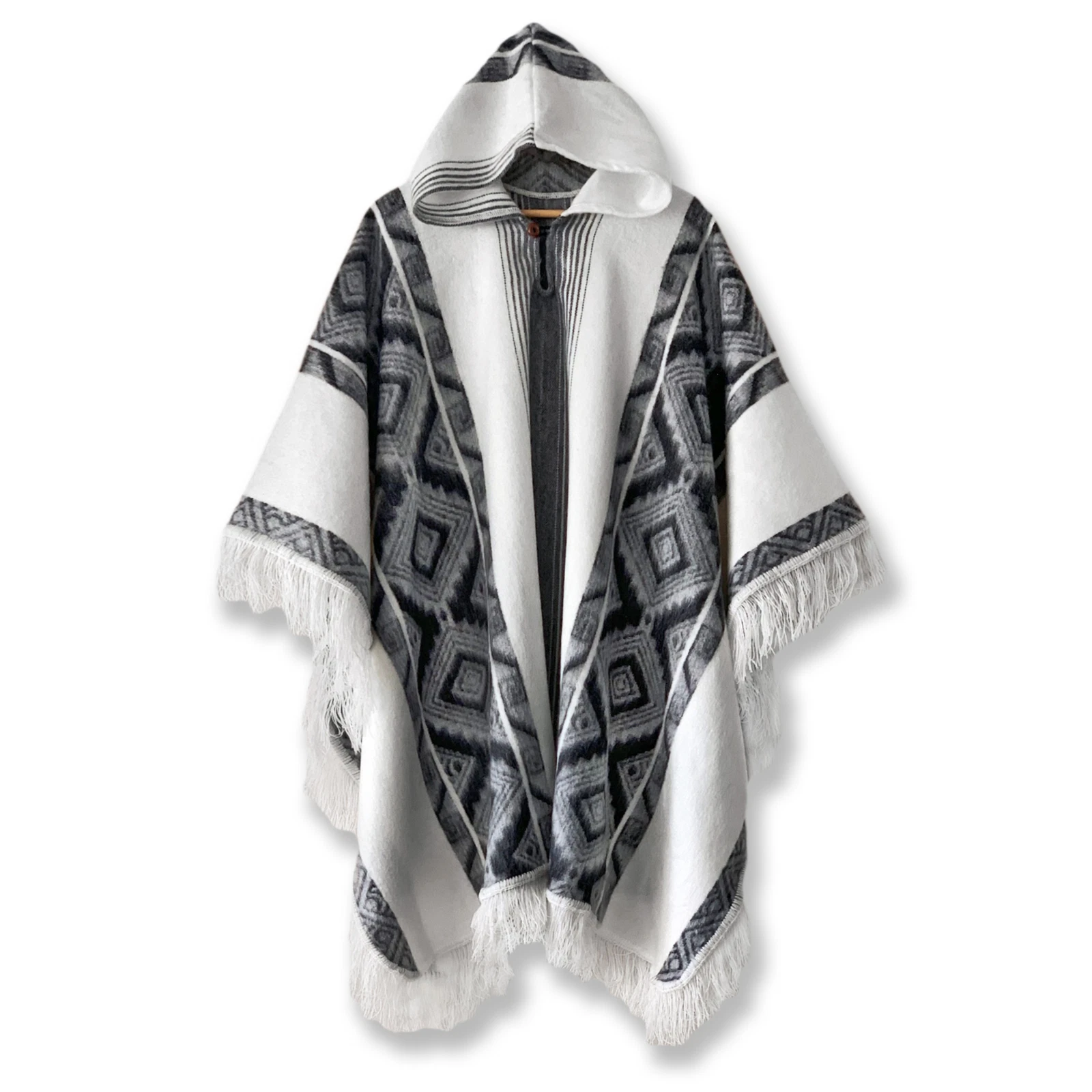Lightweight BABY ALPACA Wool Hooded Fringed Poncho Pullover UNISEX Handmade
Opens in a new window or
