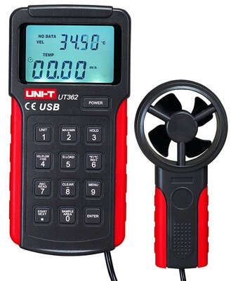 Anemometer [UNI-T UT362 USB] Windgeschwindigkeitsmessung: 2-10 m/s, 10-30 m/s