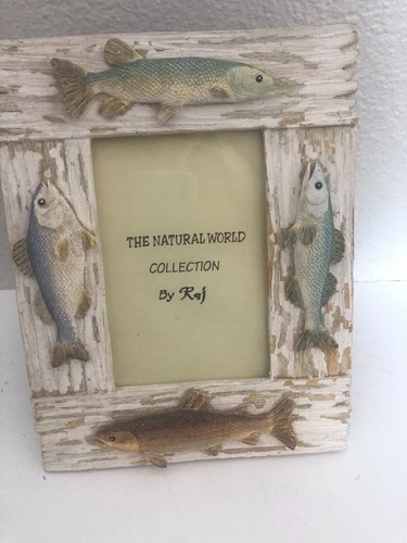 RAJ NATURAL WORLD 3D Trout FISH FRAME Easel For 4X6 Photo RUSTIC WOOD RESIN - Picture 3 of 9