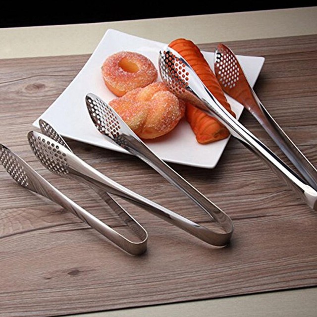 Stainless Steel Toast Tongs Toaster Bacon Cooking Food Bread Tong
