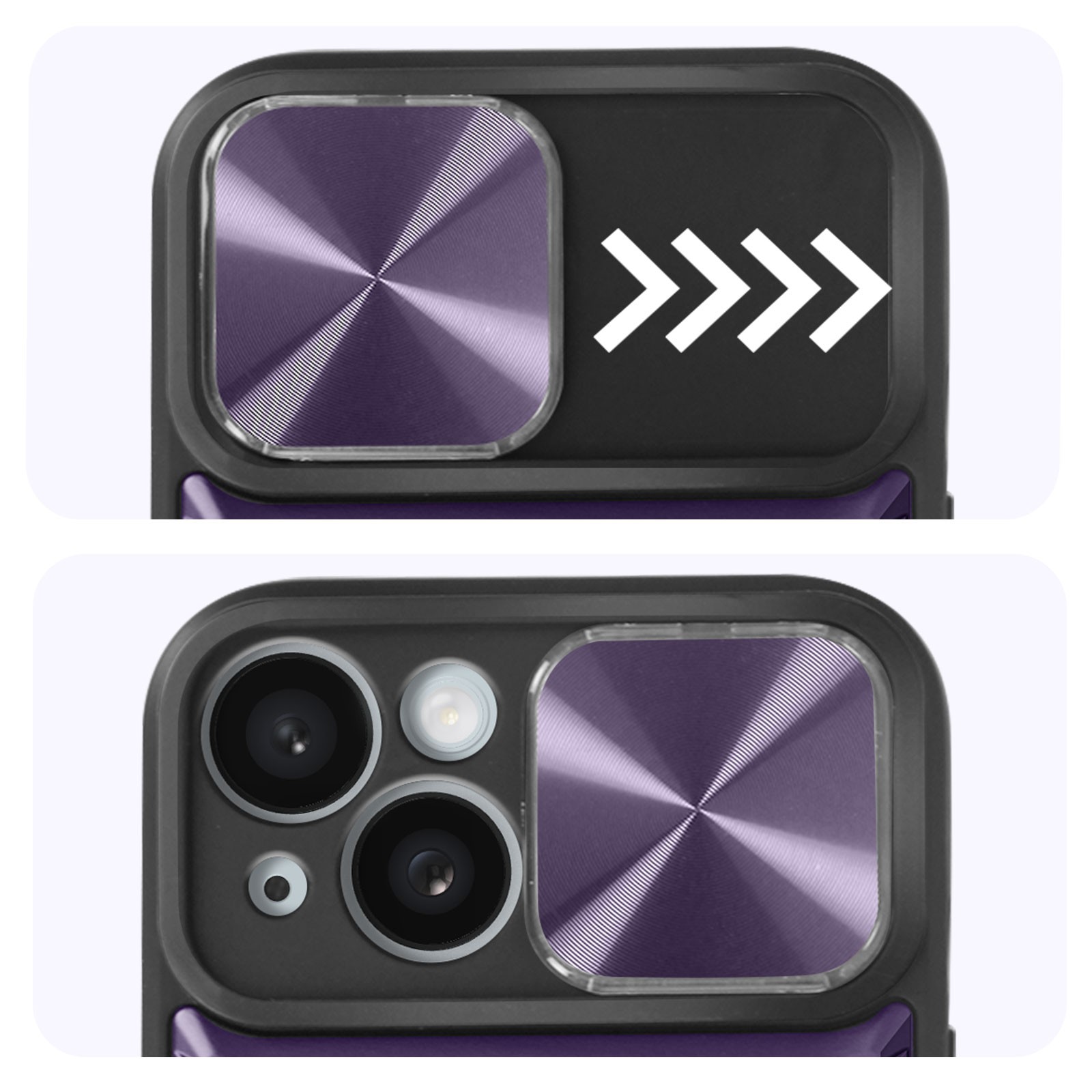 Coque pour iPhone 15 violette en polycarbonate rigide de qualité supérieure - 4
