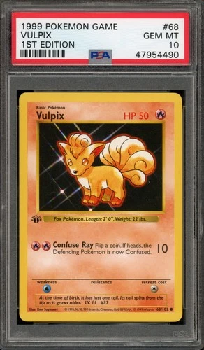 Pokemon Vulpix Base Set Shadowless 1st Edition #68 PSA 10 Gem Mint