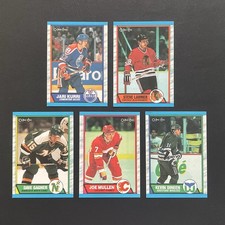 1989-90 O-Pee-Chee 🏒 Hockey, 5 diff, scarce, hard-to-find, “Box Bottom” cards