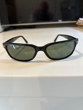 Persol 2521-S 57-18 Black Sunglasses Green Mineral Glass Italy Vintage Genuine