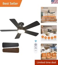 Stylish 42 Inch Flush Mount Ceiling Fan with Remote & Reversible Motor for Home