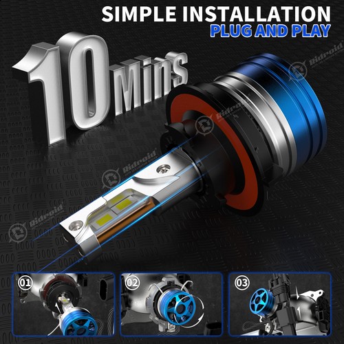 For Chevy Cruze 2011-2015 9008+H11 LED Headlight Hi/Low Beam+Fog Light Bulbs Kit - Picture 10 of 24