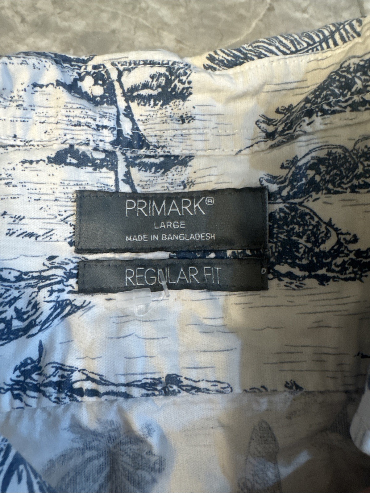 Primark Blue And White Hawaiian Shirt Size L image 2
