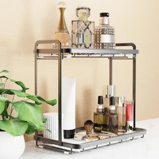 Counter Organizer - 2-Tier Aluminum  Marble Tray for Kitchen Bathroom Vanity